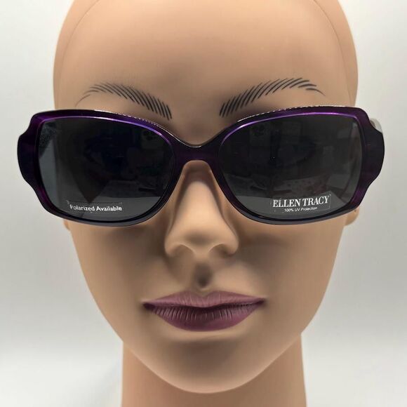 NOS Vintage Y2K Designer Sunglasses | Ellen Tracy | Purple Square Thick Temple main image 9